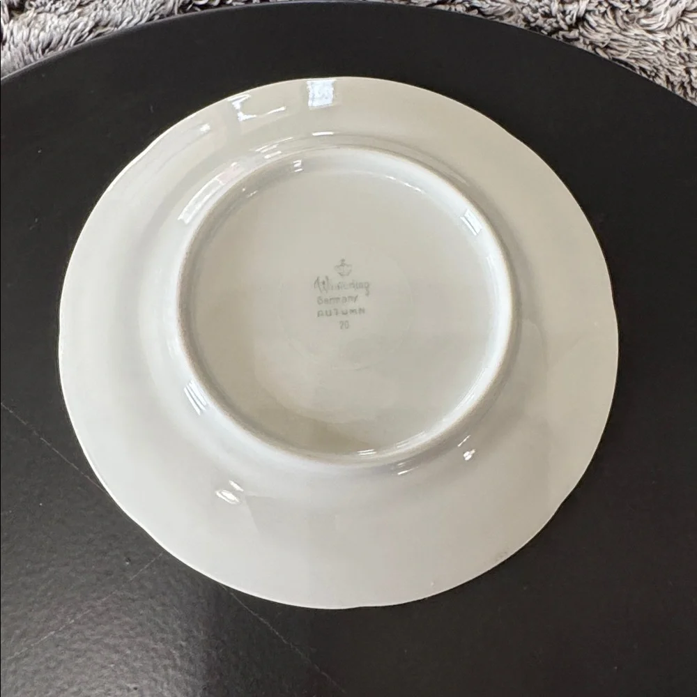 Winterling Germany Autumn Leaves Set of 4 Dessert Salad Plates Gold Trim Rim
